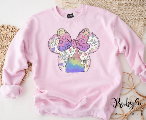 Cozy Minnie bows and castle
