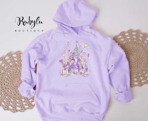 Hoddie Pastel castle & balloons