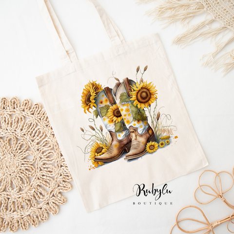 Sunflower & Boots Tote